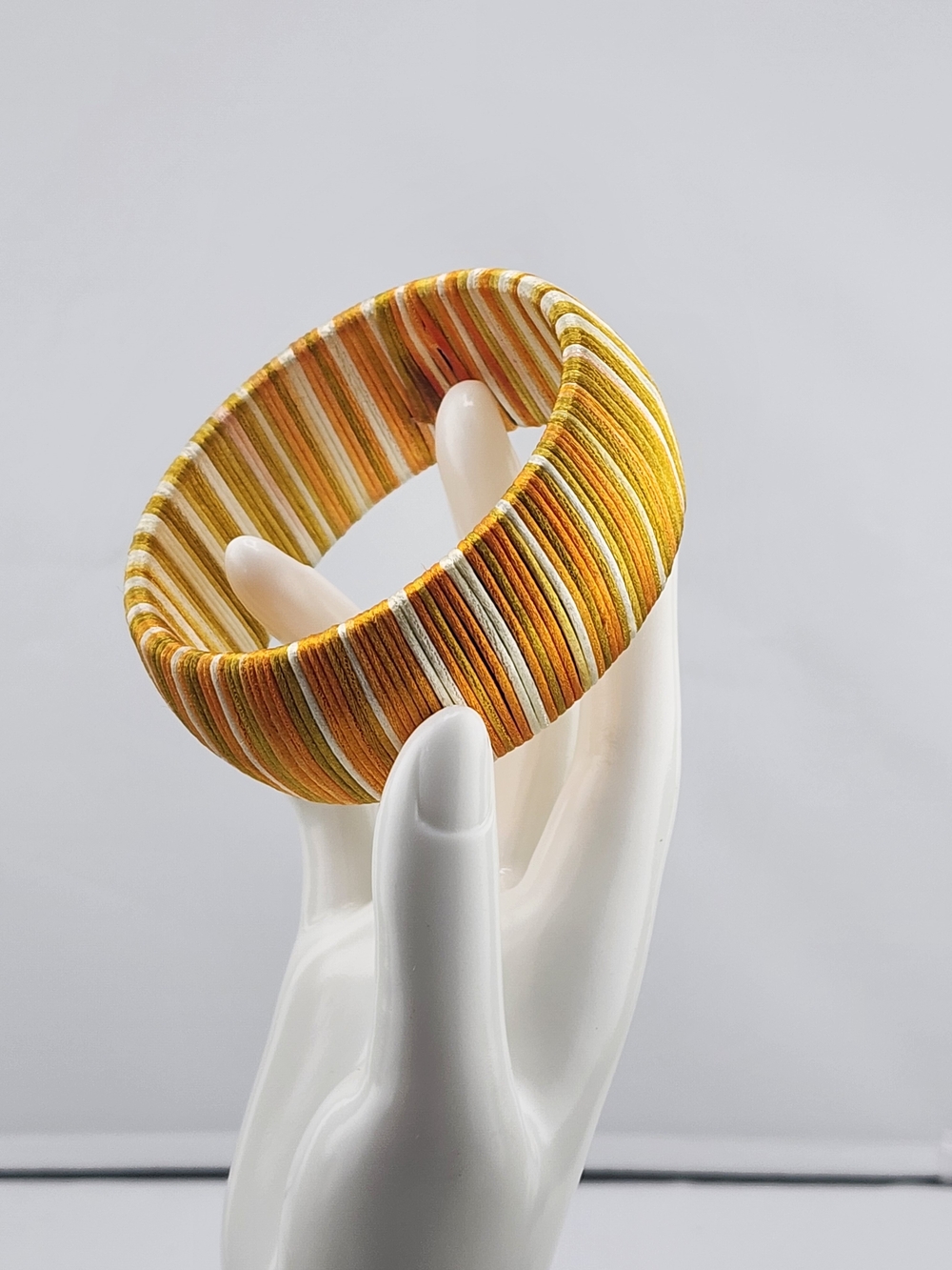 7.5in Yellow Striped Fabric Bangle Bracelet - Women Jewelry